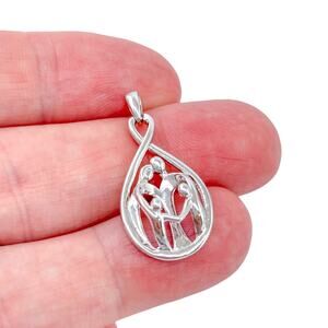 JWBR Sterling Silver 925 Family Pendant | Parents & Children Heart Design